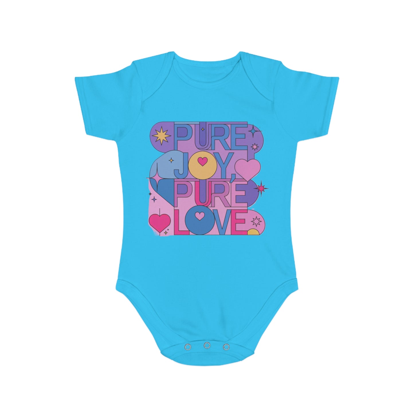 Pure Joy Pure Love T-shirt | Retro Typography Art | Positive Quote Tee | Colorful Love Design | Modern Heart Shirt | Short Sleeve