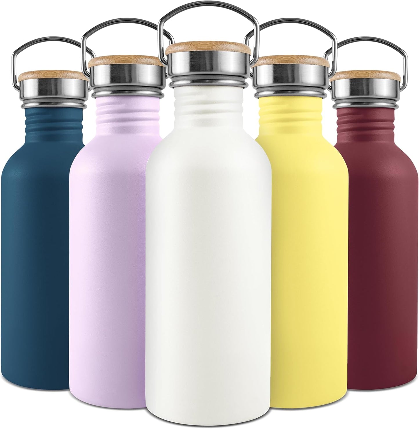 Bambaw Trinkflasche Edelstahl 750Ml, Nicht-Isolierte Trinkflasche Weiß, Trinkflasche Plastikfrei, Camping Trinkflasche, Wasserflasche Edelstahl – Polarweiß