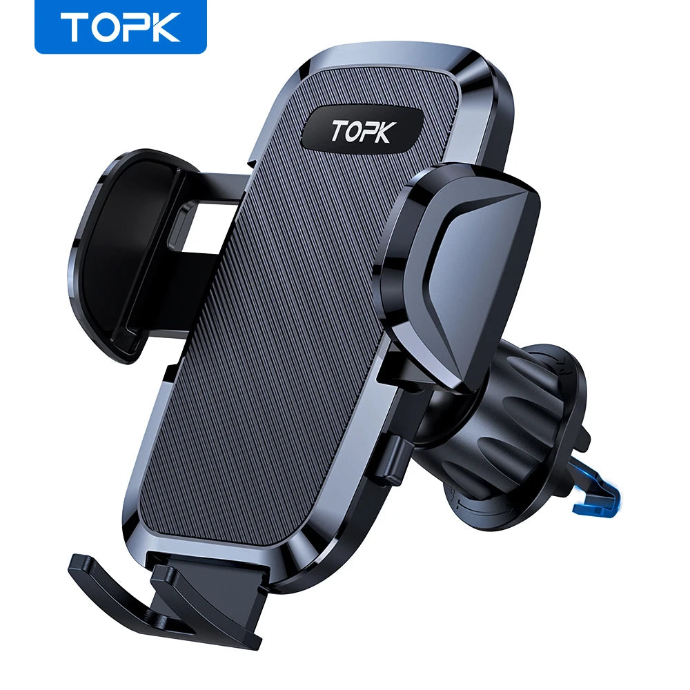 TOPK D36-G Car Phone Holder with Hook Clip Air Vent Car Mount 360° Rotation Mobile Phone Mount for Cellphone