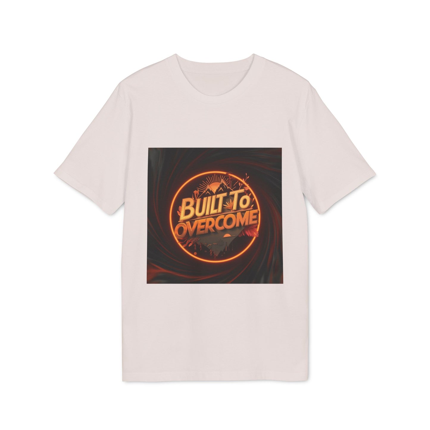 Built to Overcome T-shirt | Motiverend Fitness Shirt | Bergavontuur Geest | Neon Glow Design | Inspirerend Sportschool Shirt