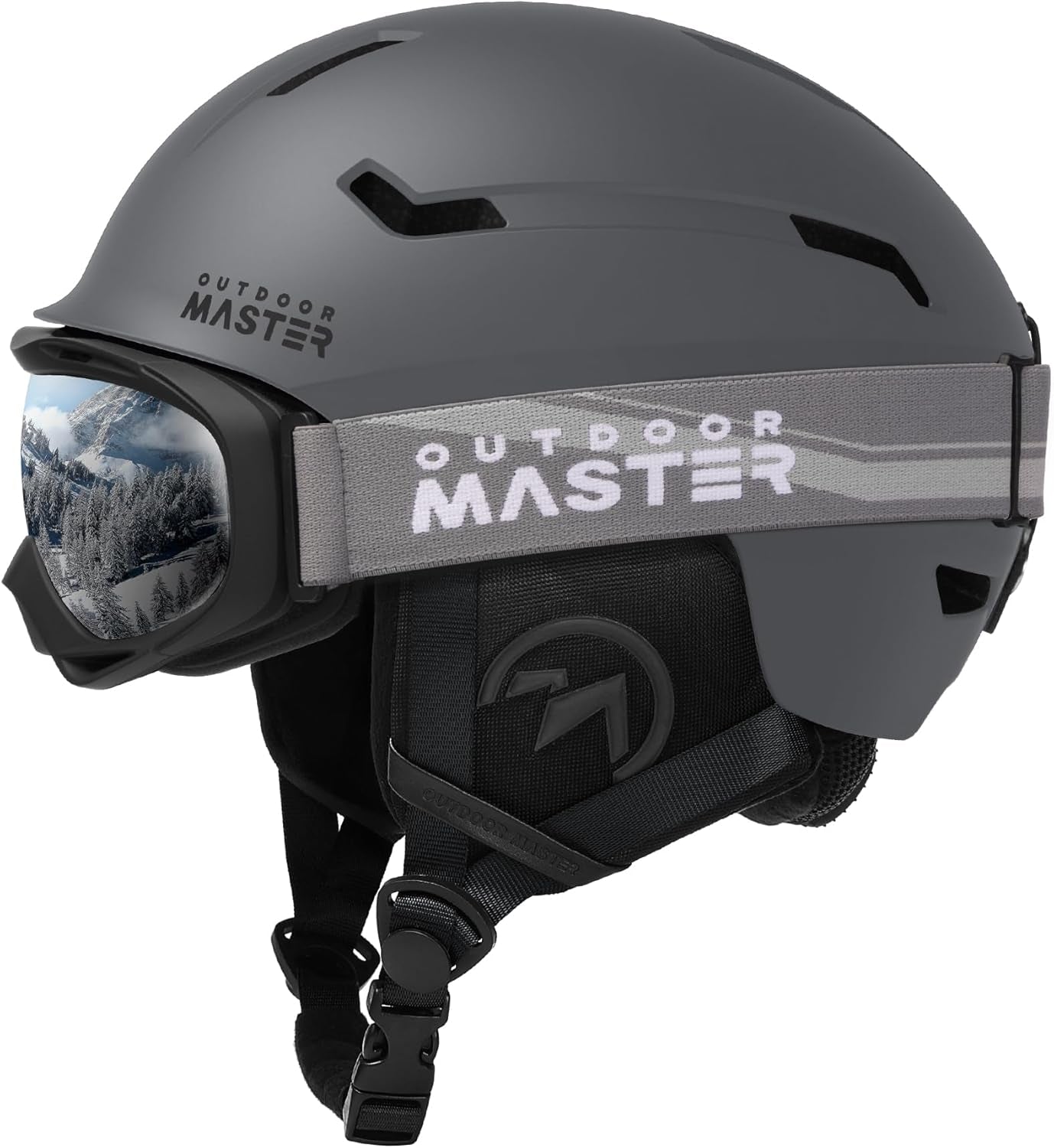 Outdoormaster Skihelm-Set für Erwachsene - Stylischer Snowboard-Helm mit Brille und 12 Belüftungsöffnungen für optimalen Komfort und Sicherheit