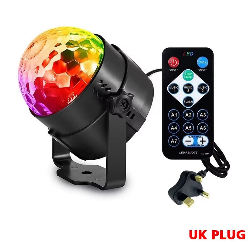 7 Colors Strobe Light Sound Activated Stage with Remote Control Disco Ball Lamps for Home Room Parties Kids Birthday Wedding Bar
