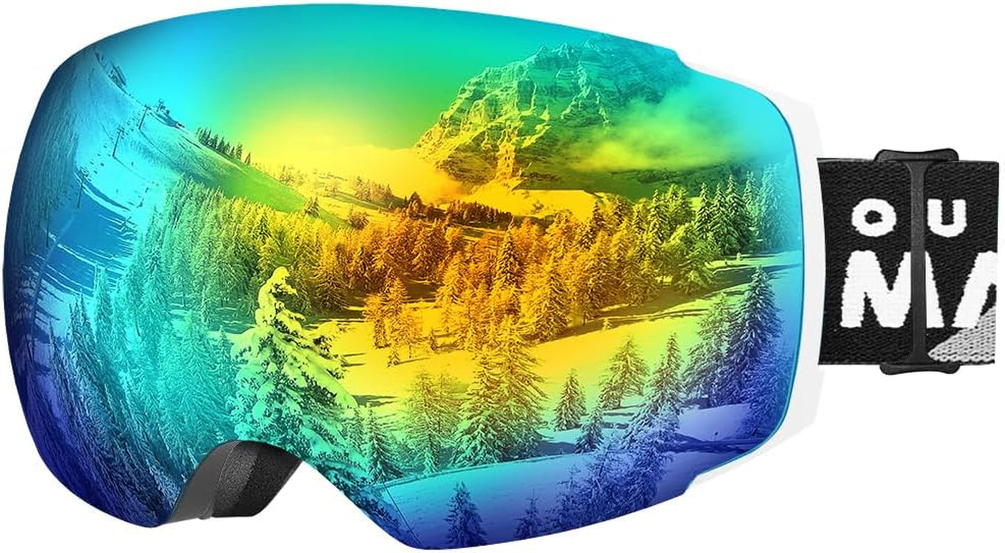 Outdoormaster PRO Unisex Ski Goggles with Interchangeable Lenses - 100% UV Protection, Anti-Fog, Perfect for Glasses Wearers - Ideal Snowboard and Ski Goggles for All Ages