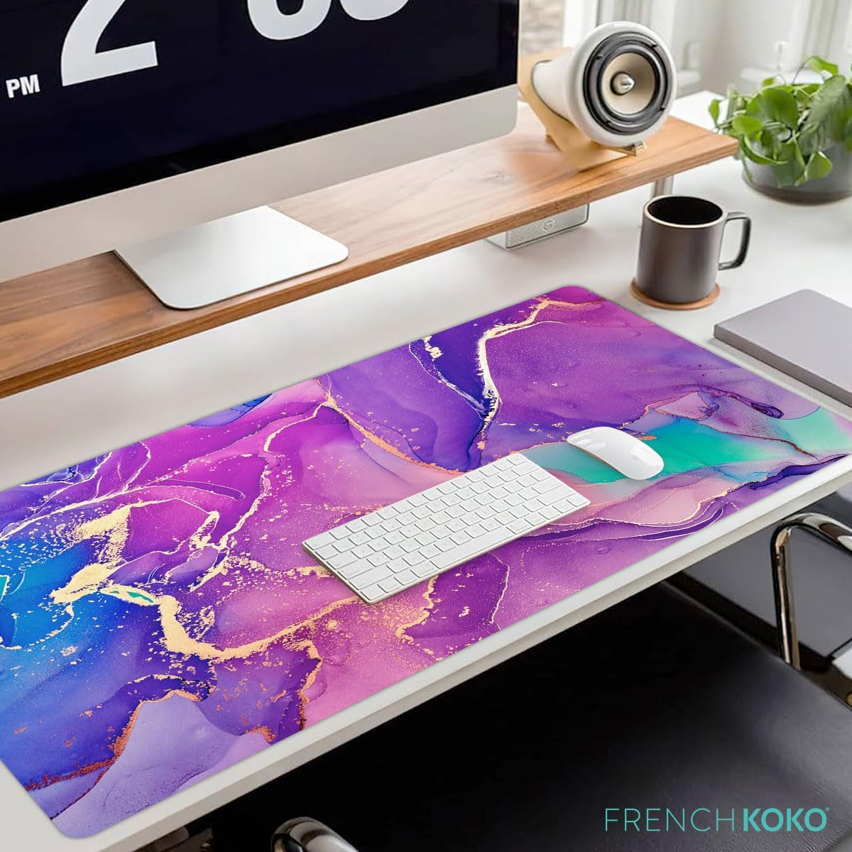 Schreibtischunterlagenschutz, GroΓ, 78.7 X 38.1 Cm, Niedliches Schreibtisch-Dekor, Laptop-Matte, Schreibtisch-Schreibunterlage, BΓΌro-Mauspad, Mauspad, Mousepad (Marmor-Lous-Lila)