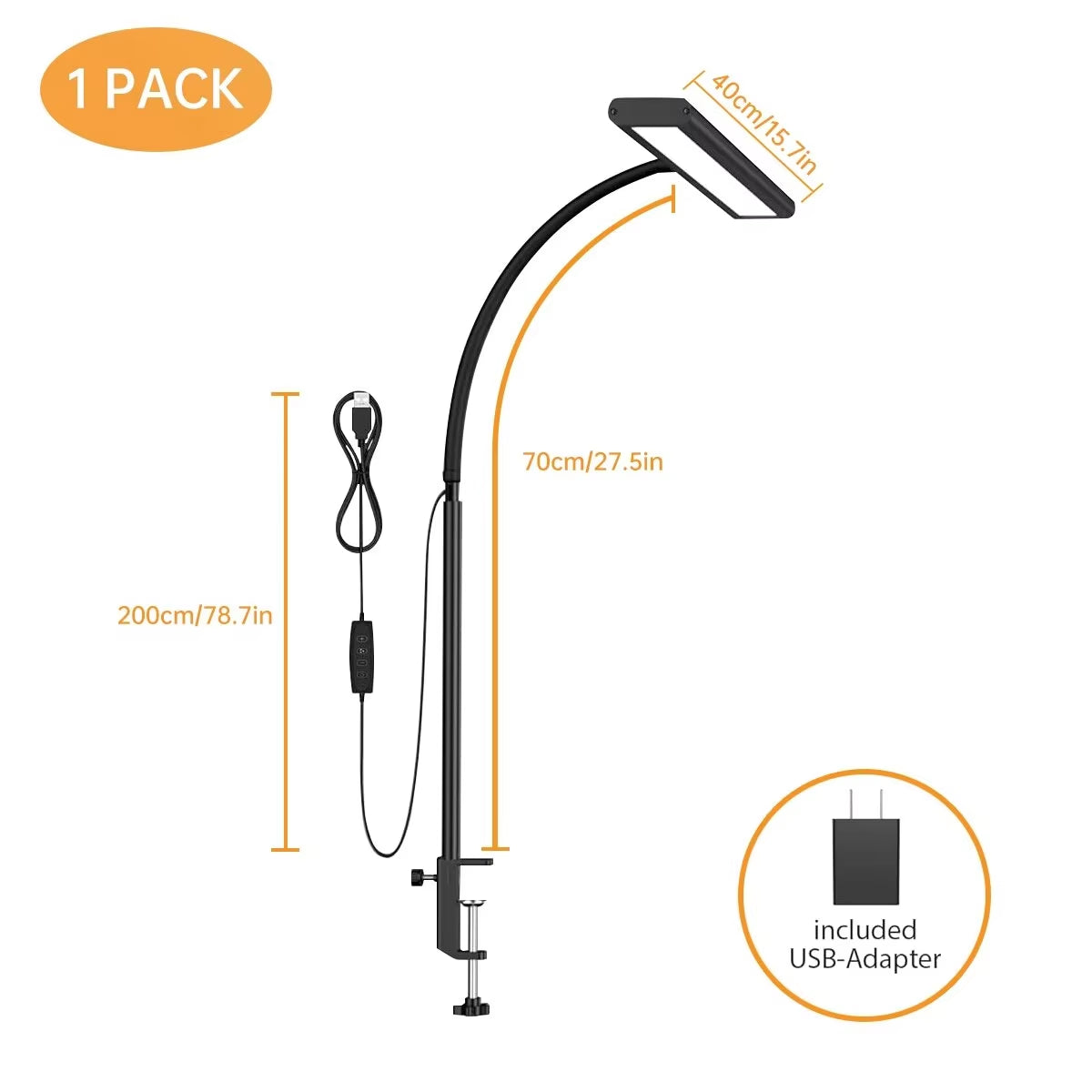 LED Desk Lamp for Office Home, Eye-Caring Desk Light Lamp with Stepless Dimming Adjustable Flexible Gooseneck Adjustable Light