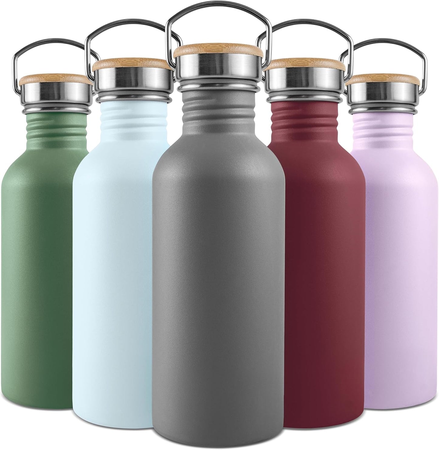Bambaw Trinkflasche 1L Edelstahl, Nicht-Isolierte Trinkflasche Grau, Trinkflasche Ohne Plastik, Trinkflasche 1L Edelstahl Spülmaschinenfest – Anthrazit
