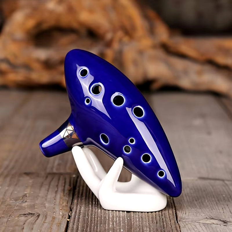 Ceramic 12-Hole Flute in C Key with Color Box, Protective Pouch, Stand, and English Instruction Manual