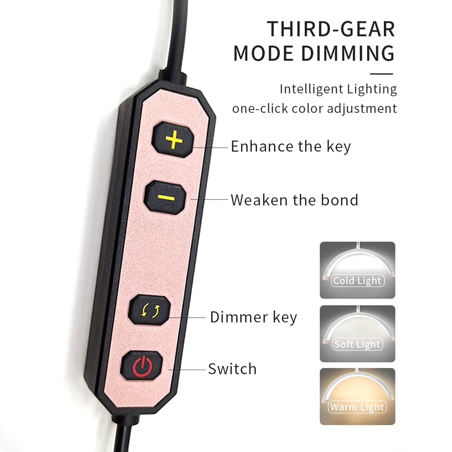 HD-M3X Desktop LED Video Light Half-Moon Fill Light 3000K-6000K C-Clamp for Beauty Salon Makeup Live Streaming Bedside