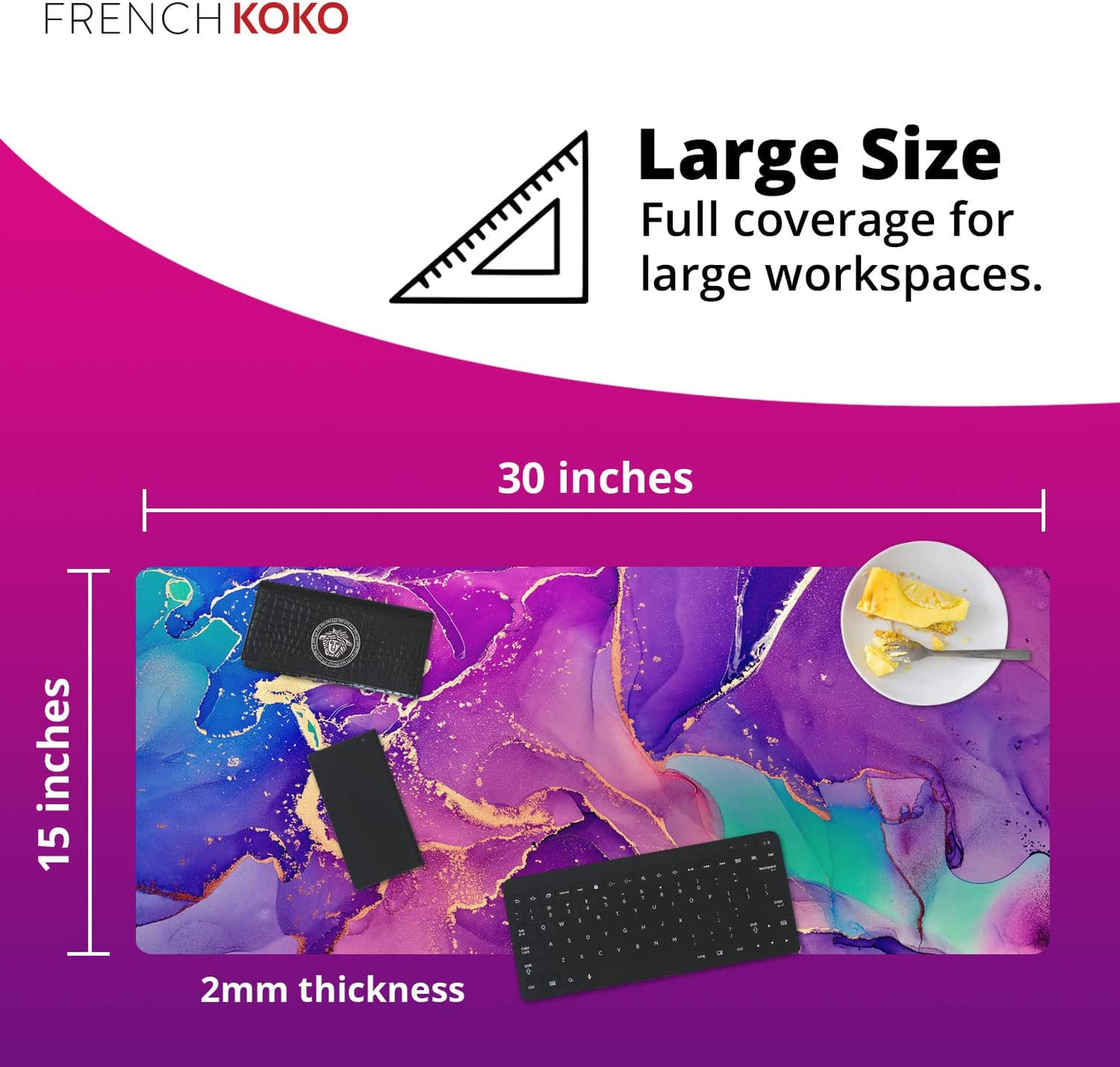 Schreibtischunterlagenschutz, GroΓ, 78.7 X 38.1 Cm, Niedliches Schreibtisch-Dekor, Laptop-Matte, Schreibtisch-Schreibunterlage, BΓΌro-Mauspad, Mauspad, Mousepad (Marmor-Lous-Lila)