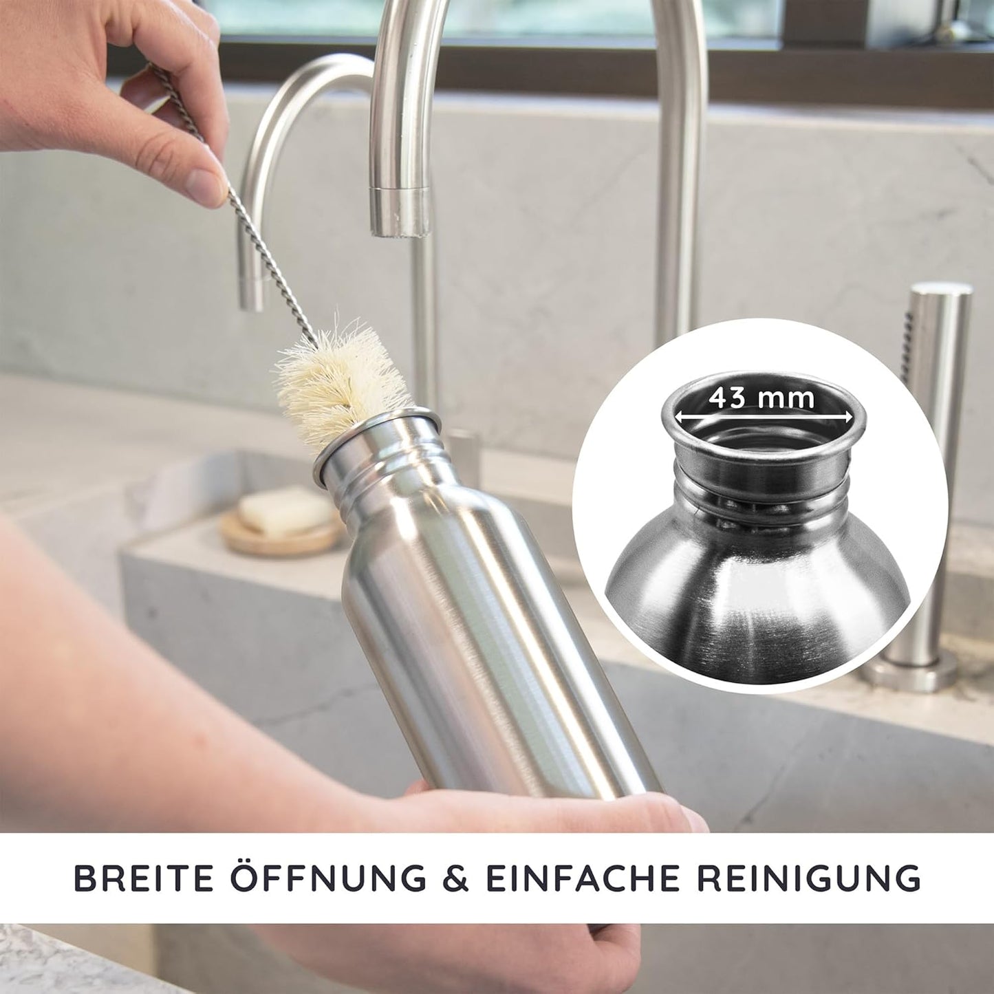 Bambaw 1 Liter Edelstahl Trinkflasche in Salbeigrün – Robuste & Spülmaschinenfeste Outdoor Flasche