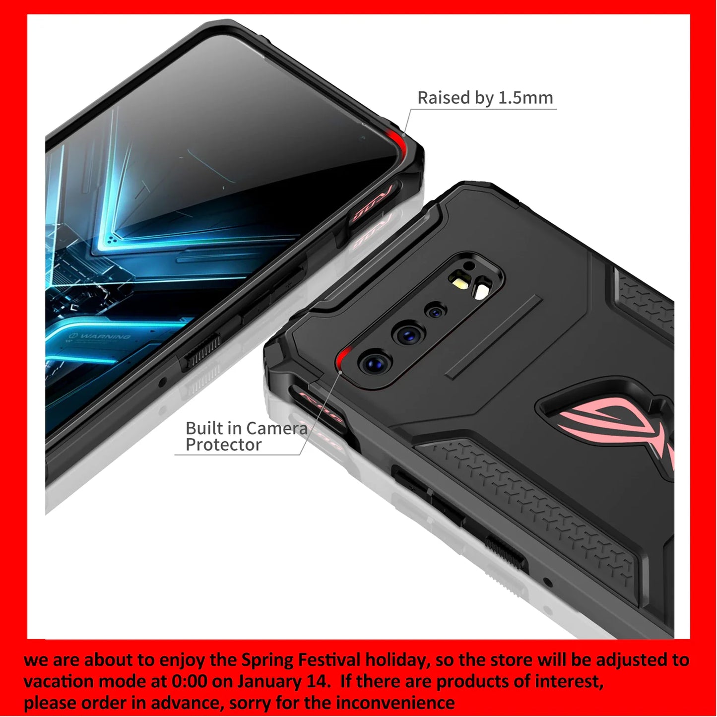 ZSHOW Armour Case for ASUS ROG Phone 3 Case Air Trigger Compatible with Kickstand and Dust Plug Military Grade Drop Protection