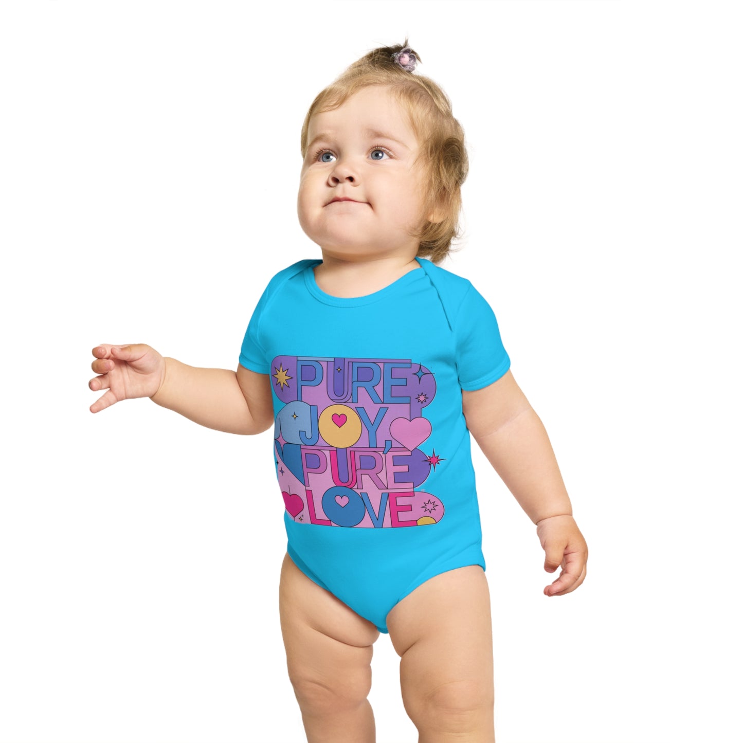 Pure Joy Pure Love T-shirt | Retro Typography Art | Positive Quote Tee | Colorful Love Design | Modern Heart Shirt | Short Sleeve