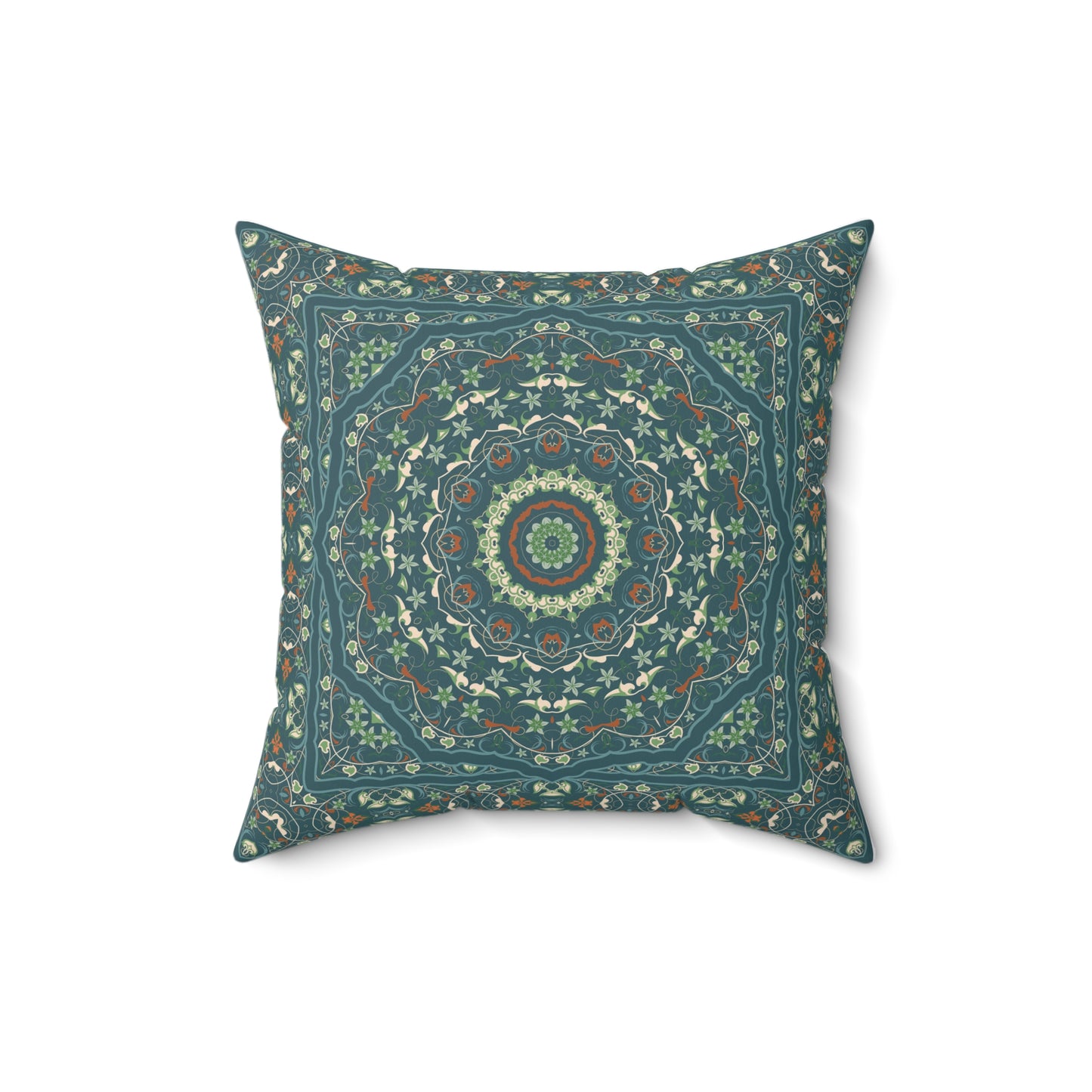 Bohemian Mandala Sierkussen | Teal Groen Decoratief Kussen | Stijl Huisdecoratie | Boho Woonkamer Kussen | Geometrisch Meditatiekussen