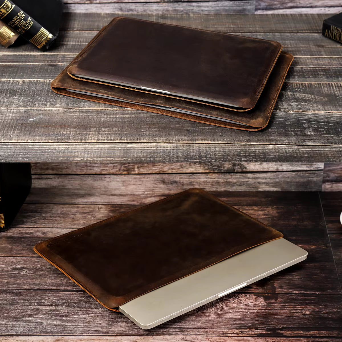 Genuine Leather Laptop Sleeve Case for Macbook Pro Air 13 14 16 M3 M2 M21 Cover HP DELL XPS 13 Computer Bag Men