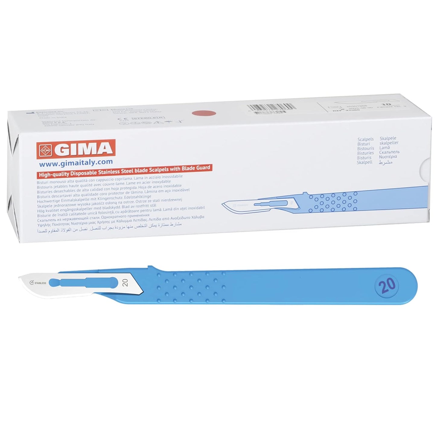 Sterile Single-Use Scalpels, Standard Model No. 20, Pack of 10 - 27064