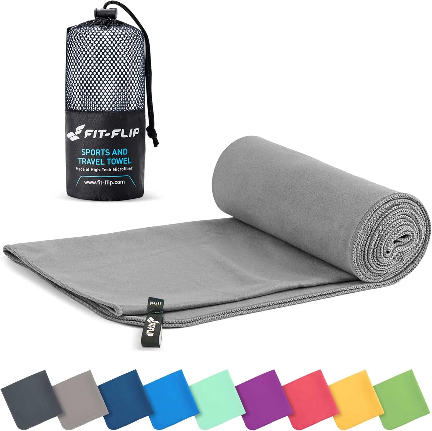 Fit-Flip Mikrofaser Handtuch - Kompakte Microfaser Handtücher - Ideal Als Sporthandtuch, Reisehandtuch, Strandtuch - Schnelltrocknend Und Leicht - Badetuch Groß - Sport, Fitness, Sauna