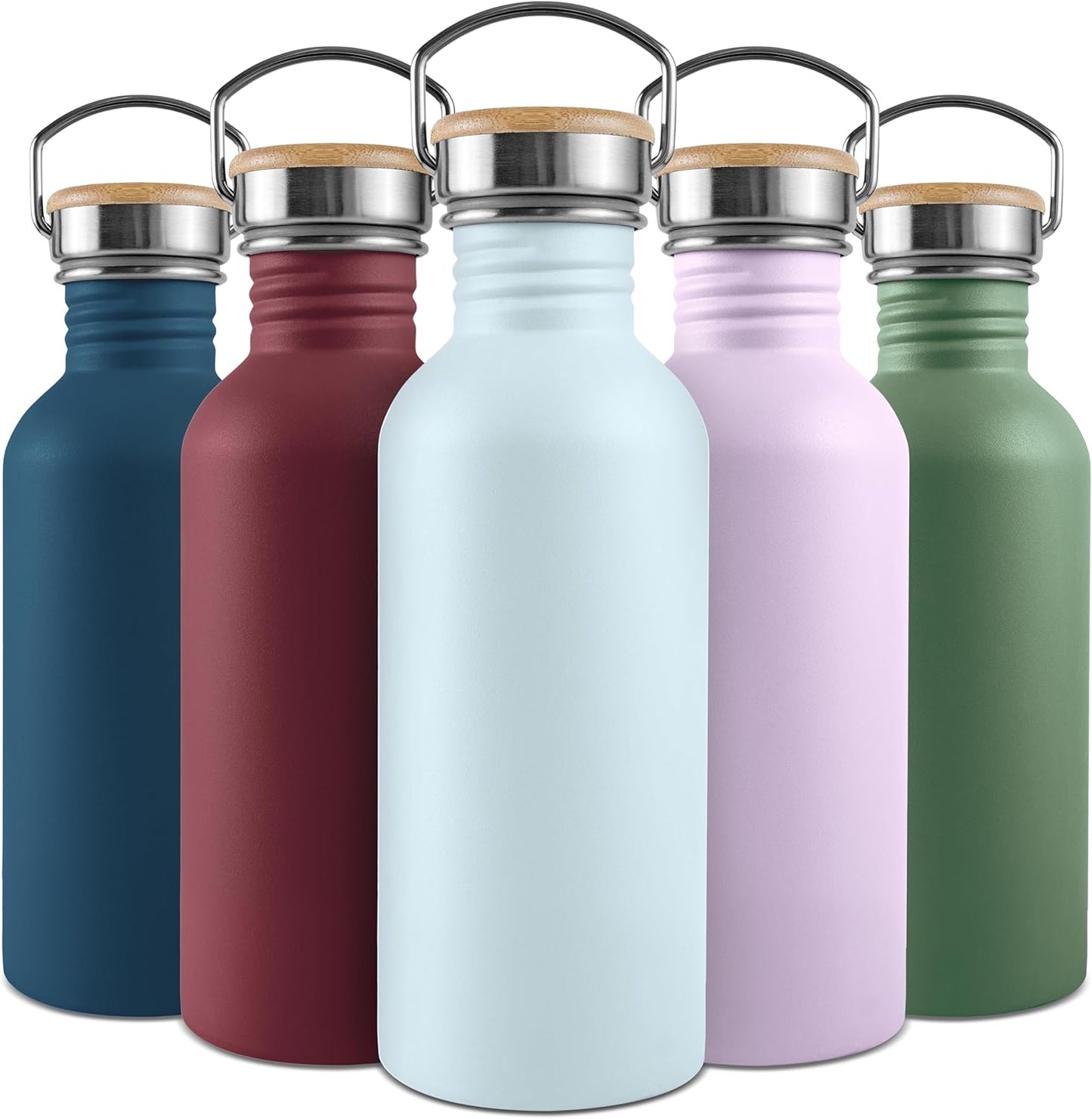Bambaw Wasserflasche 750Ml Edelstahl, Nicht-Isoliert Wasserflasche Blau, Trinkflasche Spülmaschinenfest, Wandern Trinkflasche – Eisblau
