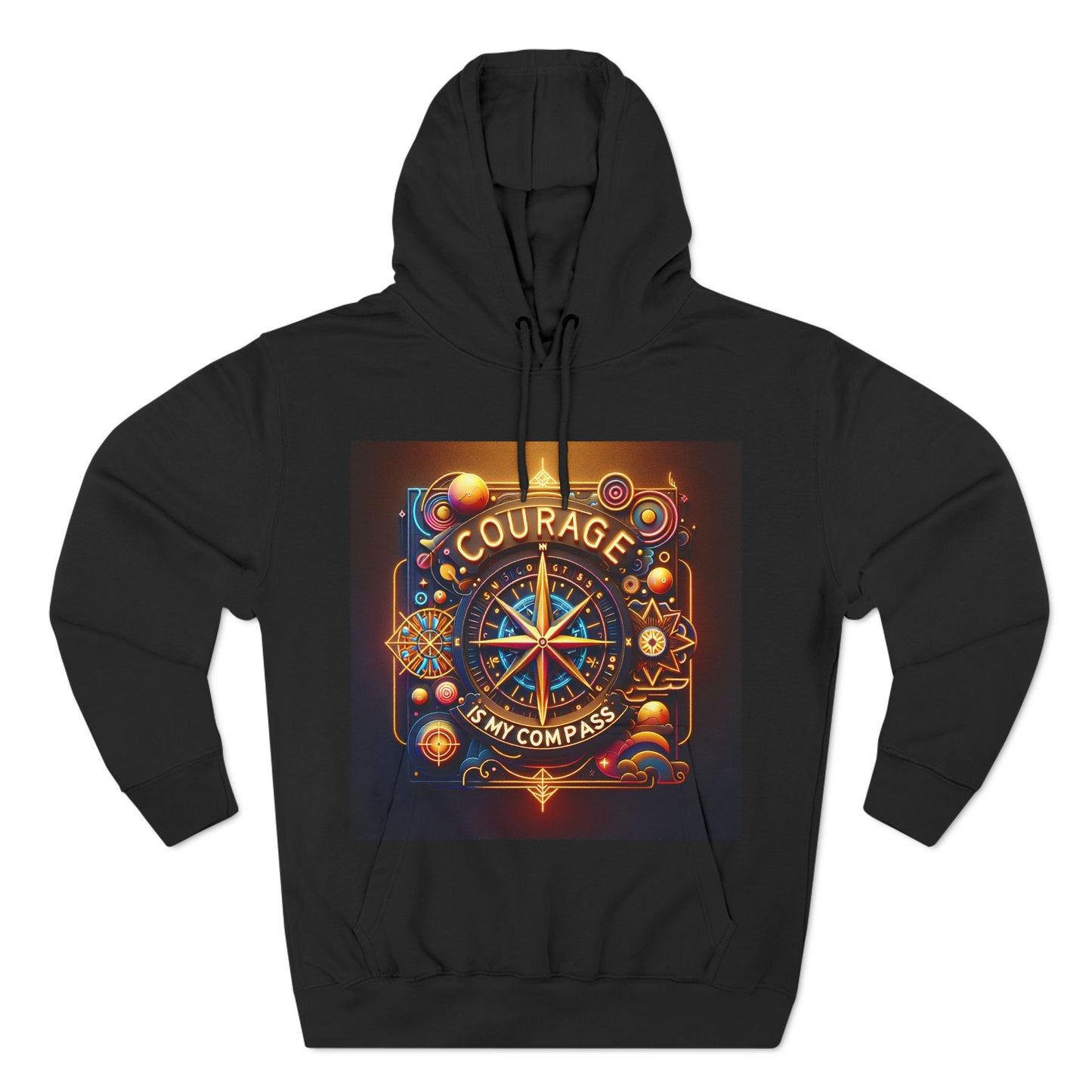Courage Is My Compass T-shirt | Inspirational Nautical Art | Neon Compass Design | Motivational Quote Tee | Adventure Spirit