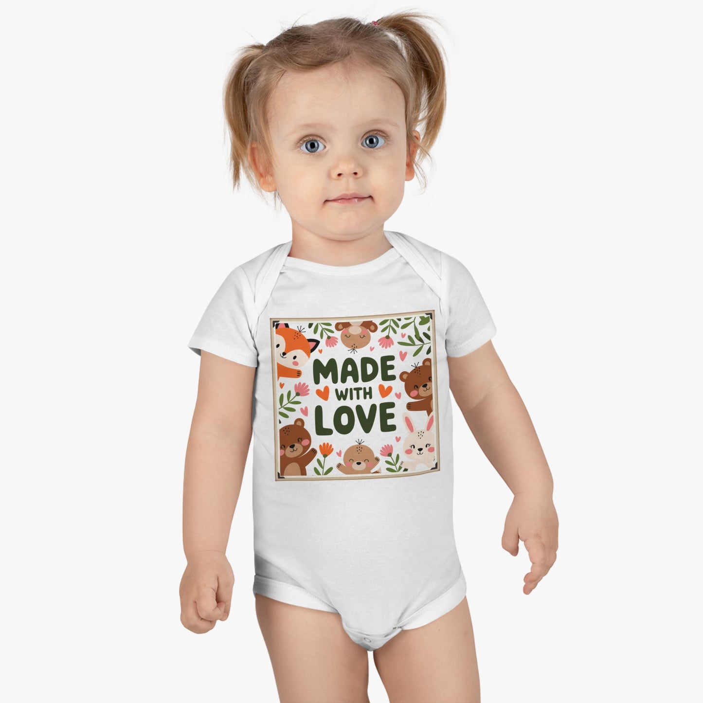 Made With Love Baby Bodysuit | Cute Woodland Animals | Nursery Forest Friends | Baby Shower Gift | Gender Neutral Design