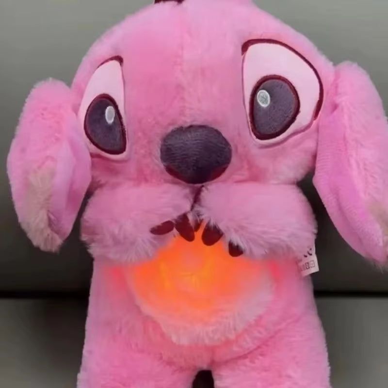 Stitch Kawaii Plush Doll Baby Sleeping Companion Sound Soothing Musical Kawaii with Air Bag and Light Doll Breathing Gifts Toys