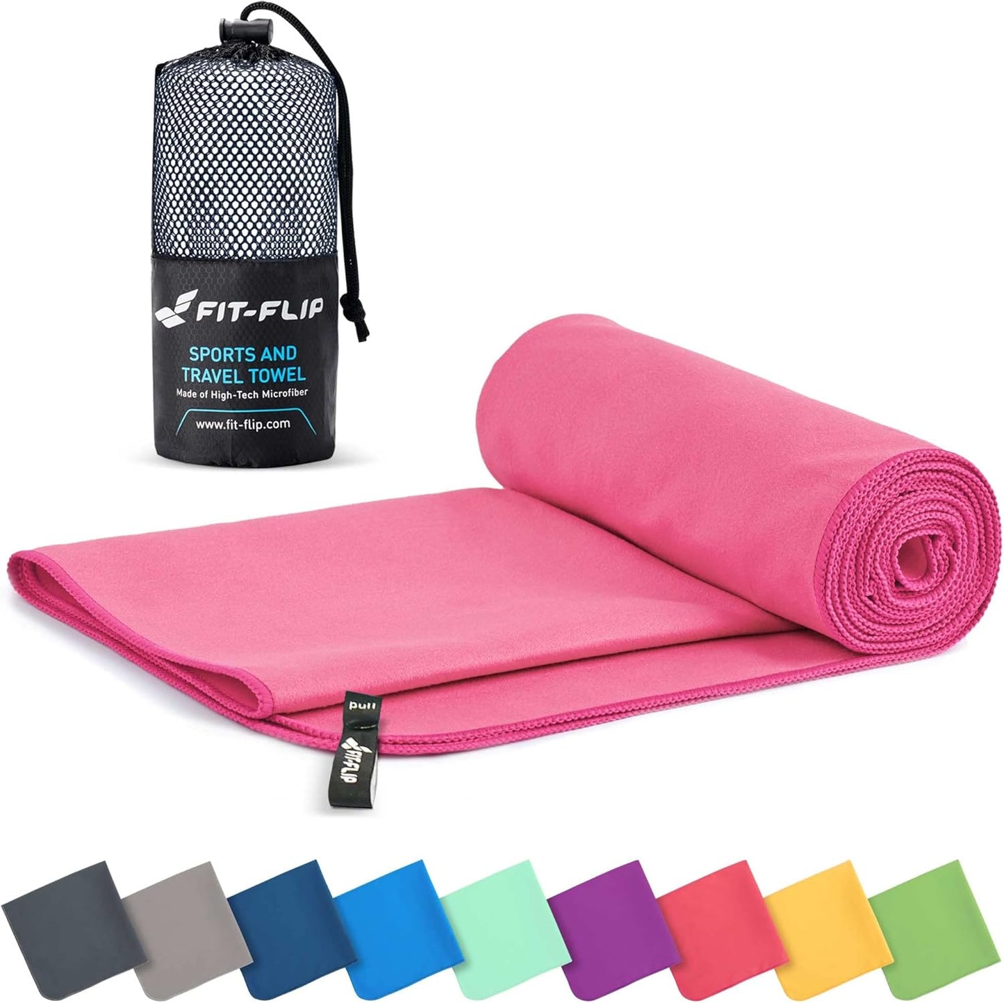 Fit-Flip Schnelltrocknendes Mikrofaser Handtuch - Kompakt, Leicht und Vielseitig für Sport, Reisen und Strand - Ideal als Großes Badetuch für Fitness und Sauna