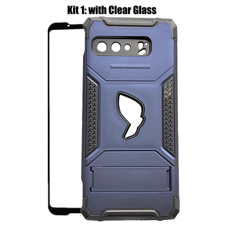 ZSHOW Armour Case for ASUS ROG Phone 3 Case Air Trigger Compatible with Kickstand and Dust Plug Military Grade Drop Protection