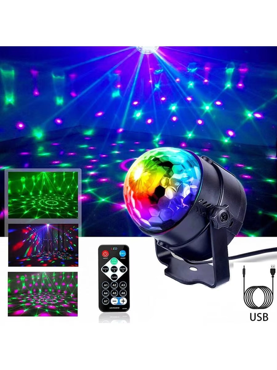 7 Colors Strobe Light Sound Activated Stage with Remote Control Disco Ball Lamps for Home Room Parties Kids Birthday Wedding Bar