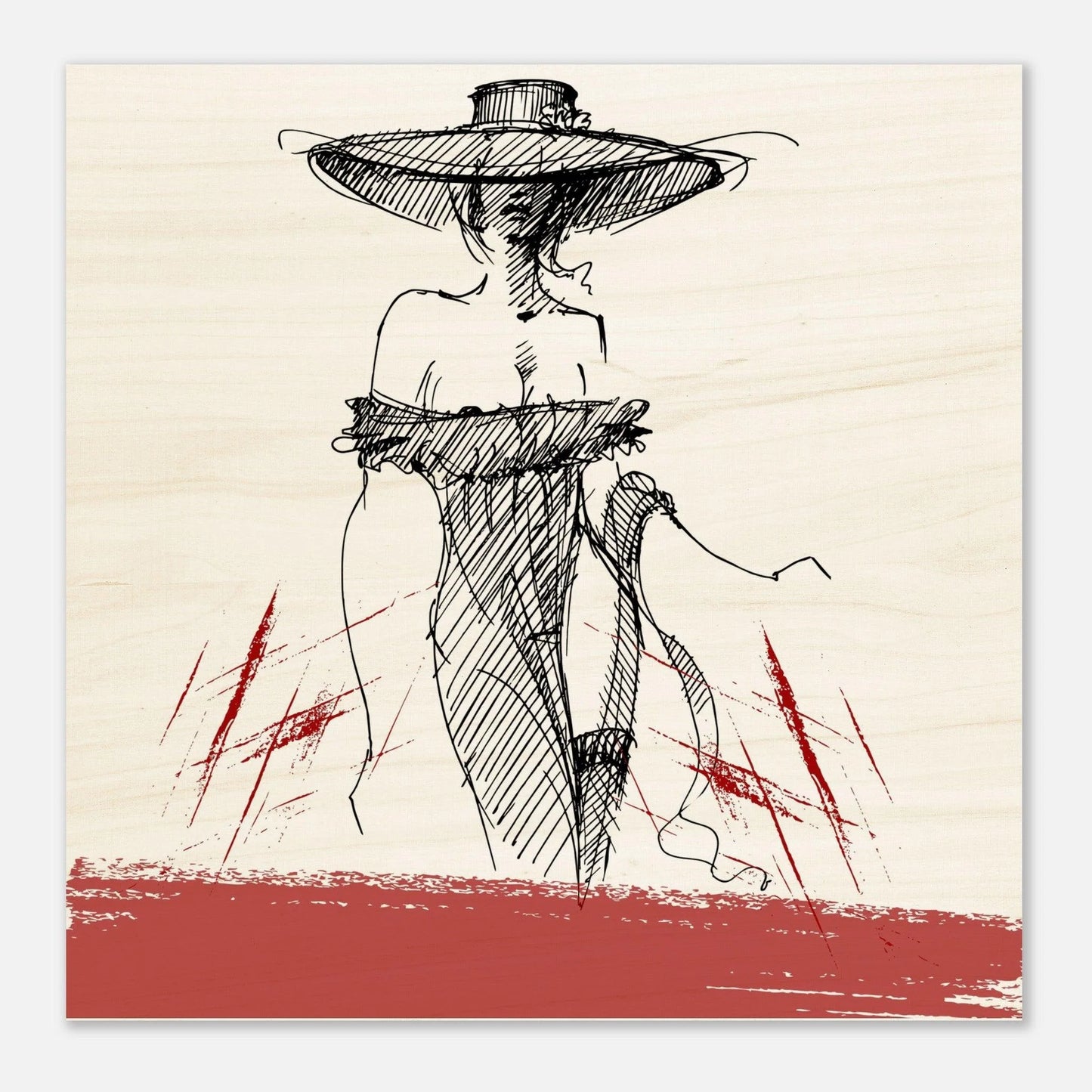 Chic and Mysterious - Wood Print Wall Art Design by Hadiart