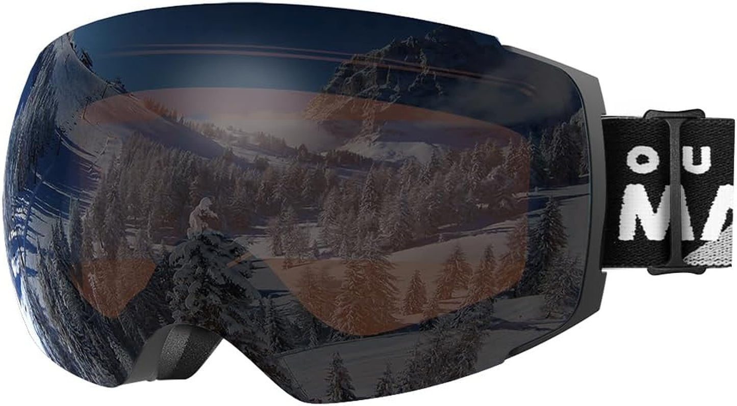 Outdoormaster Unisex PRO Ski Goggles - Anti-Fog, UV Protection, Interchangeable Lenses, Perfect for Skiers and Snowboarders!