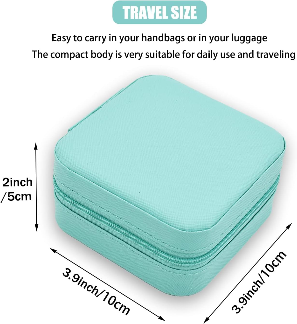 Mini Jewelry Travel Case, PU Leather Travel Jewelry Organizer Box, Small Portable Portable Jewellery Storage Holder for Womens Rings Earrings Necklaces Bracelets (Blue)