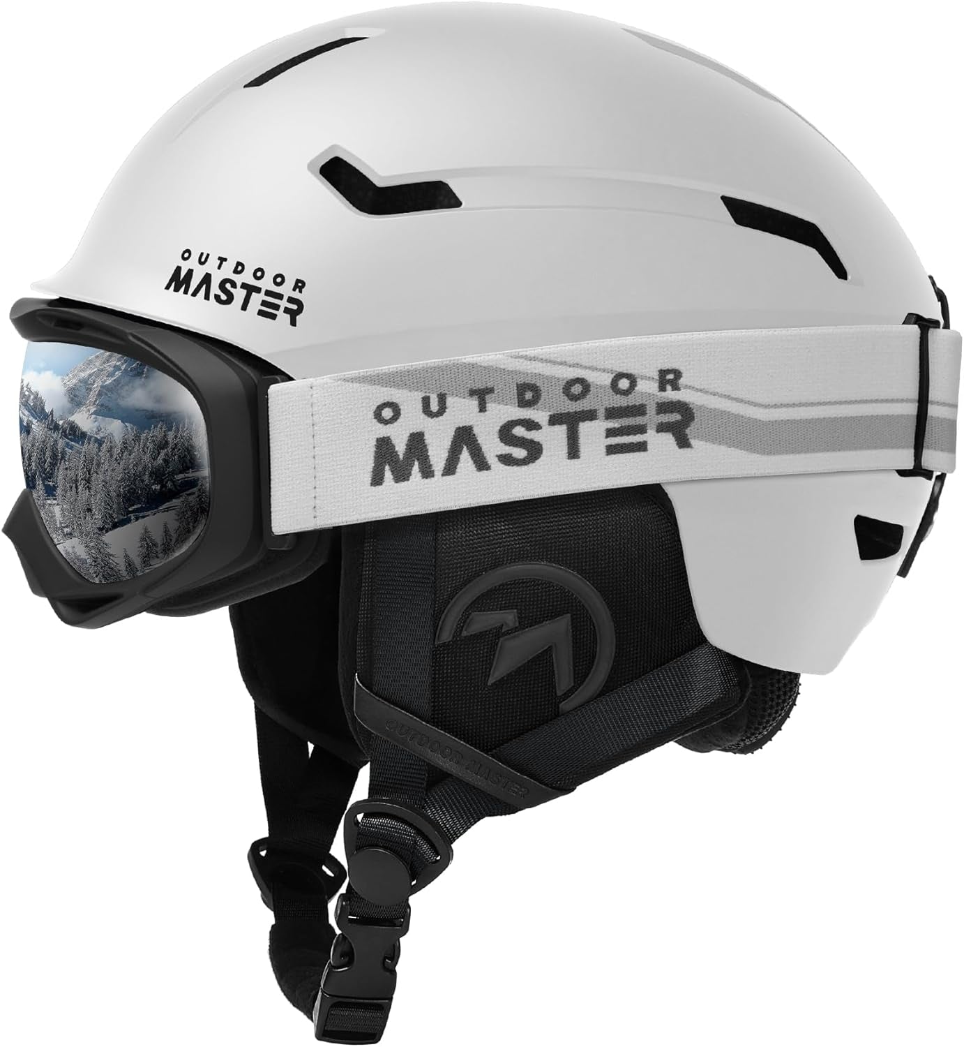 Outdoormaster Skihelm-Set für Erwachsene – Snowboard-Helm mit Brille & 12 Belüftungsöffnungen – Ideal für Männer, Frauen & Jugendliche