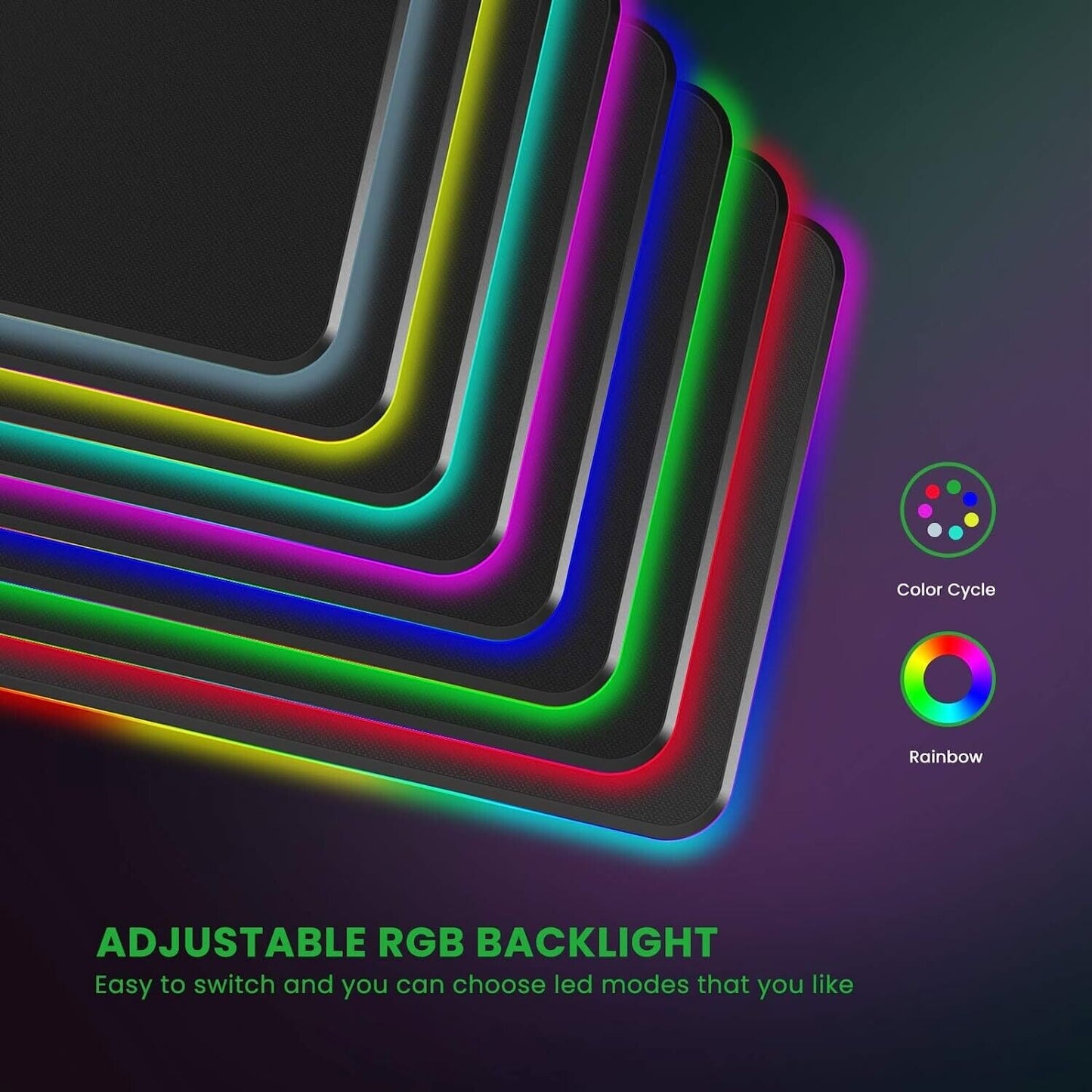 Gaming Mauspad RGB Mousepad Mit 9 Beleuchtungs Modi Dauerhaft Mittel USB TRS-64