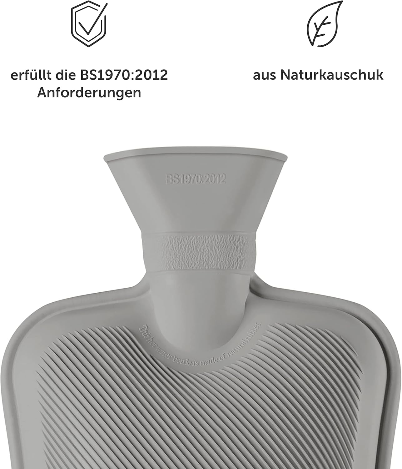 Blumtal Premium Wärmflasche Mit Bezug Aus Polar Fleece - Wärmeflasche Aus Naturkautschuk - Bettflasche Für Erwachsene - Hot Water Bag Luxus - Auslaufsichere Bettflasche - Weiche Bettflasche Grau