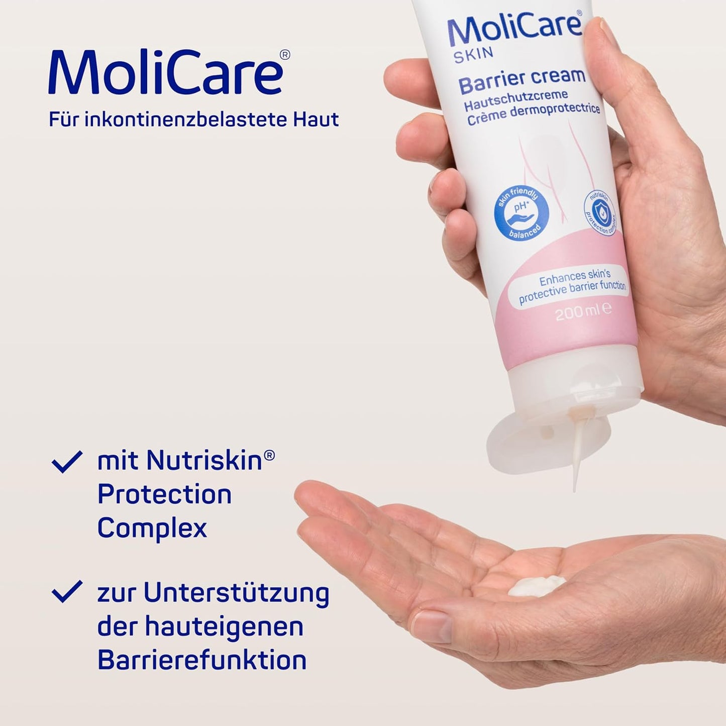 Molicare Skin Hautschutzcreme: Täglicher Schutz Vor Hautschädigender Feuchtigkeit, Wie Bei Inkontinenz, 200 Ml
