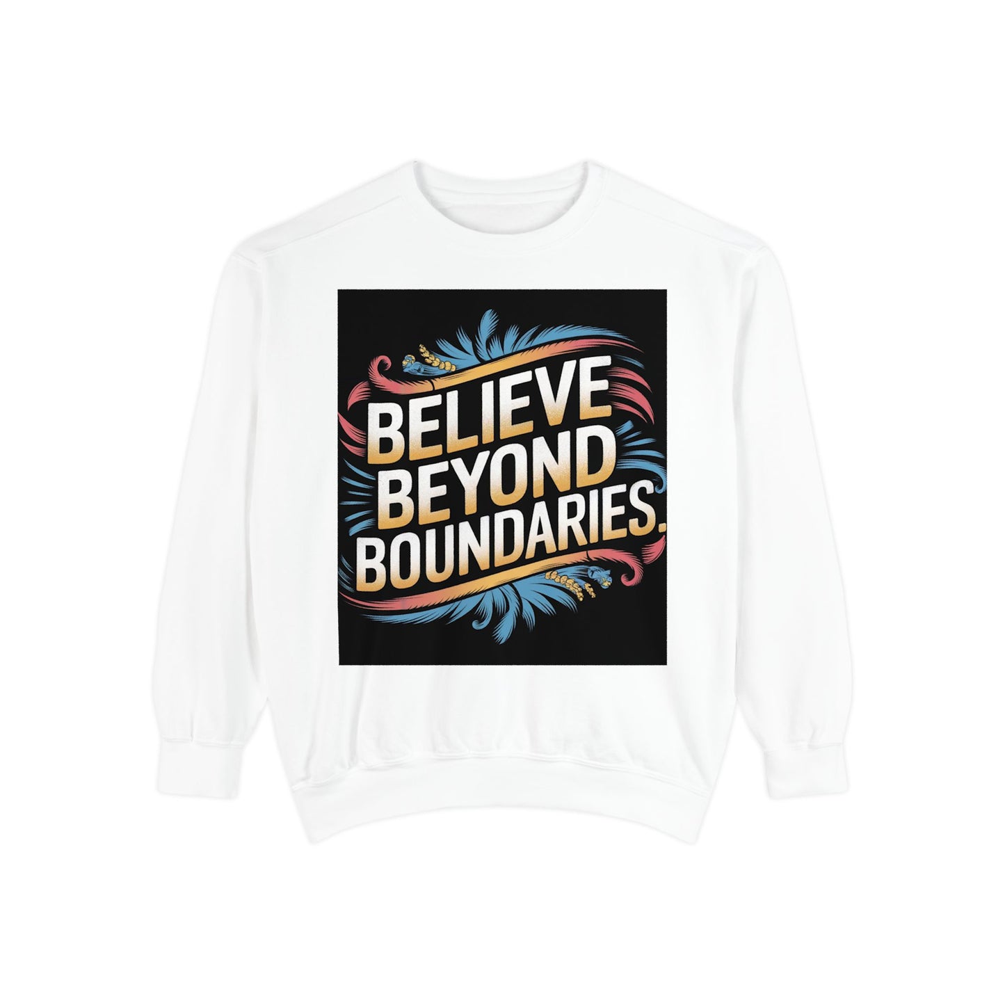 Believe Beyond Boundaries Hoodie | Motivational Typography Art | Inspirational Quote Tee | Dream Big hoodie | Vintage Gradient Design |