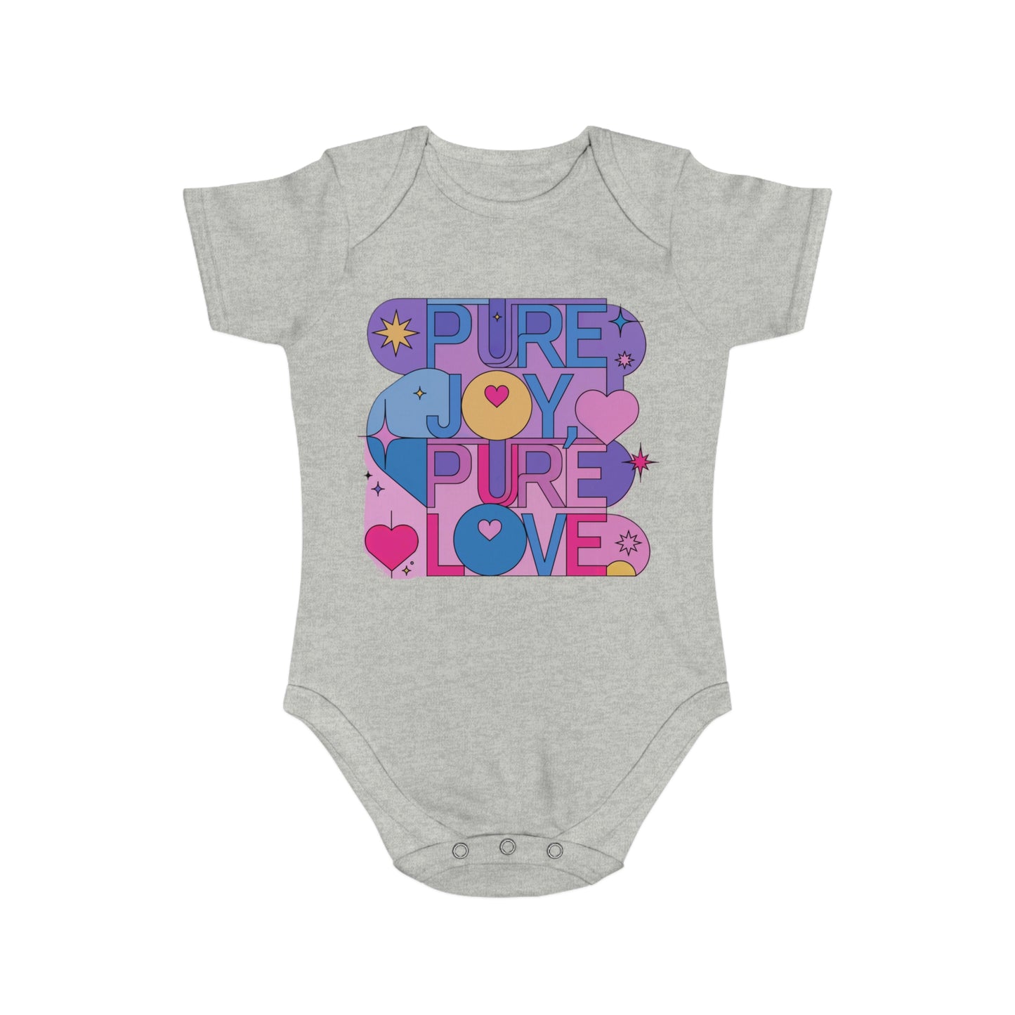 Pure Joy Pure Love T-shirt | Retro Typography Art | Positive Quote Tee | Colorful Love Design | Modern Heart Shirt | Short Sleeve
