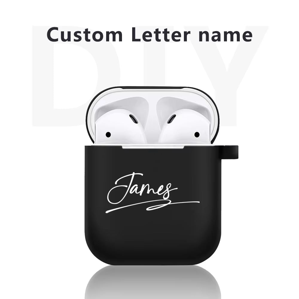 Custom Name for Airpods 2 Case Soft Silicone Luxury Cover DIY Letters for Air Pod Funda Airpods Cases Earphone Accessories Coque