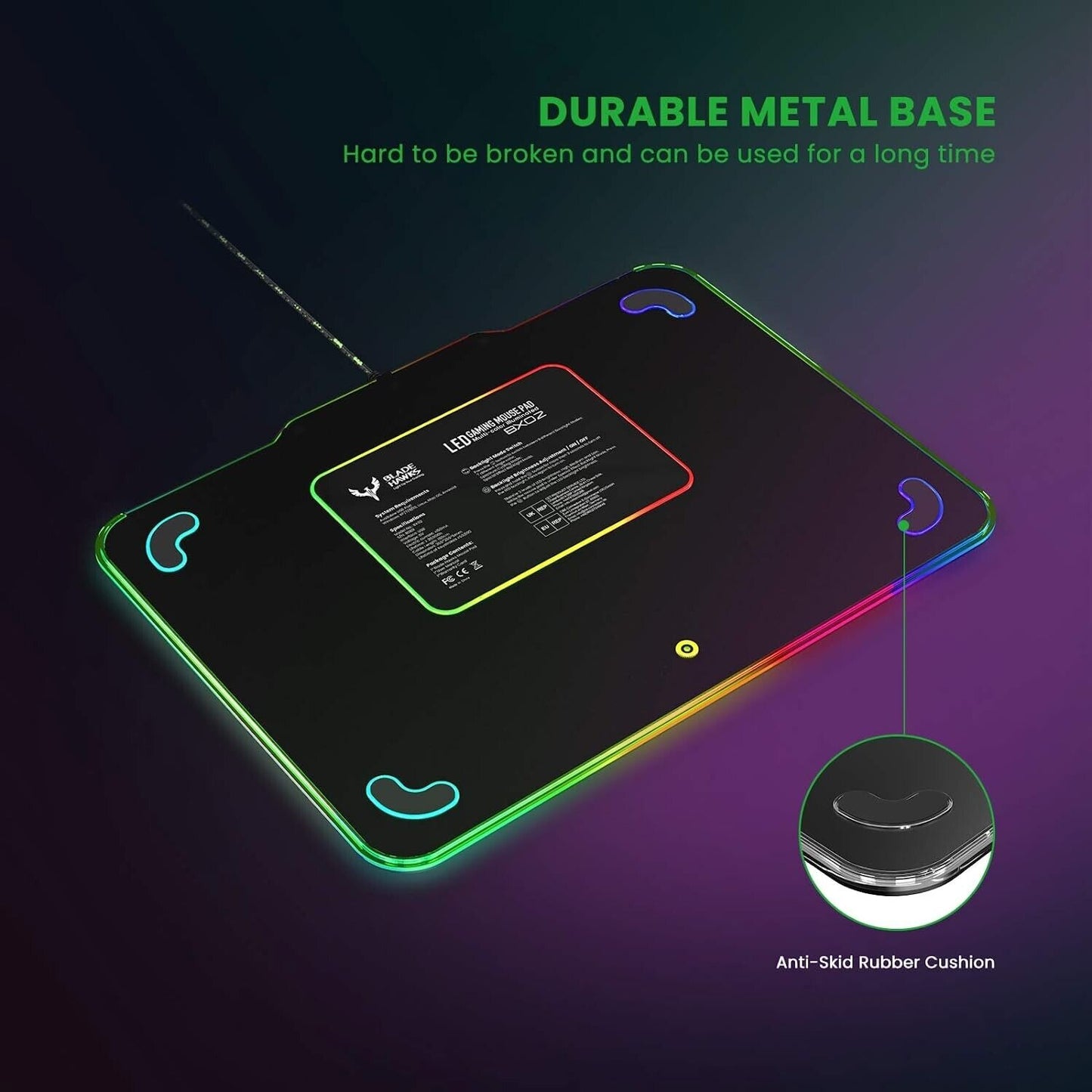 Gaming Mauspad RGB Mousepad Mit 9 Beleuchtungs Modi Dauerhaft Mittel USB TRS-64