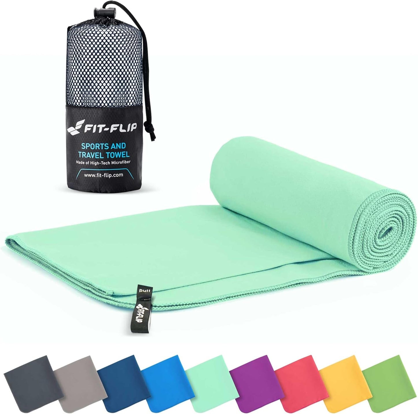 Fit-Flip Mikrofaser Handtuch - Kompakte Microfaser Handtücher - Ideal Als Sporthandtuch, Reisehandtuch, Strandtuch - Schnelltrocknend Und Leicht - Badetuch Groß - Sport, Fitness, Sauna