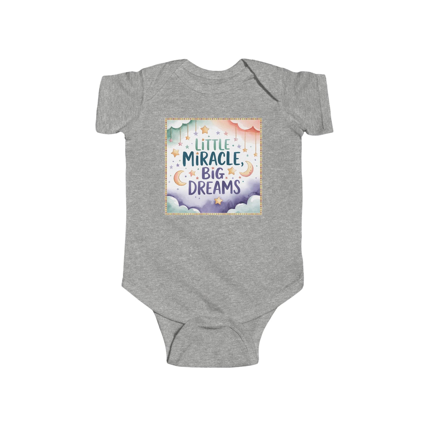 Little Miracle Big Dreams Baby Bodysuit | Nursery Stars Moon Design | Watercolor Baby Shower Gift | Gender Neutral Newborn