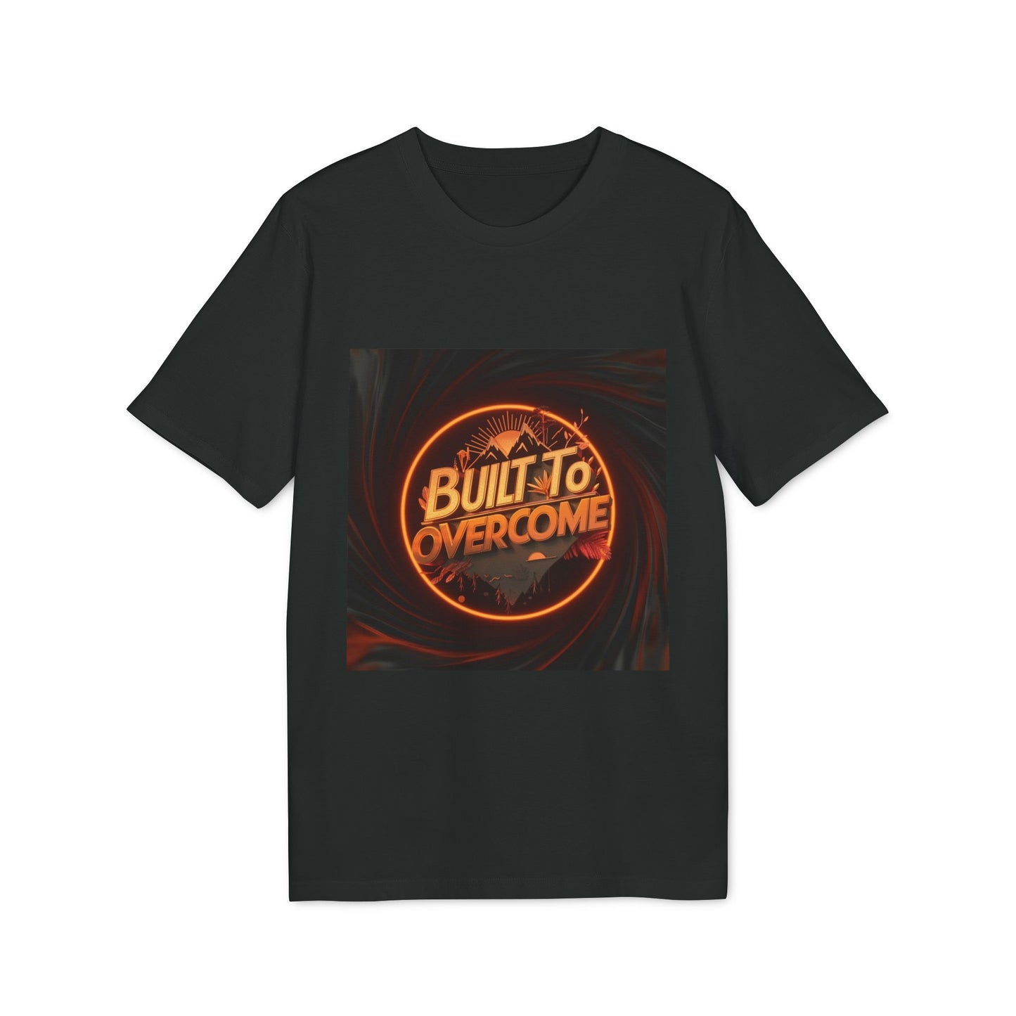 Built to Overcome T-shirt | Motiverend Fitness Shirt | Bergavontuur Geest | Neon Glow Design | Inspirerend Sportschool Shirt