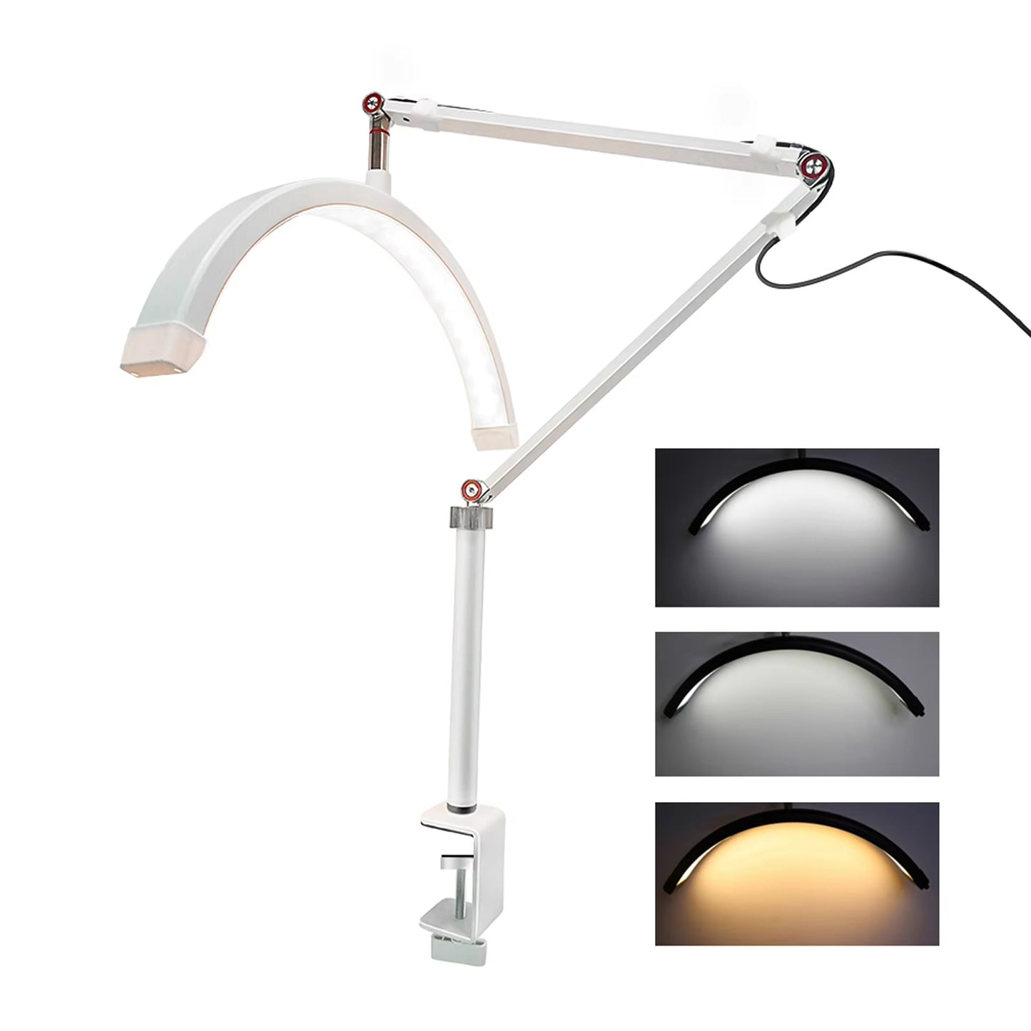 HD-M3X Desktop LED Video Light Half-Moon Fill Light 3000K-6000K C-Clamp for Beauty Salon Makeup Live Streaming Bedside