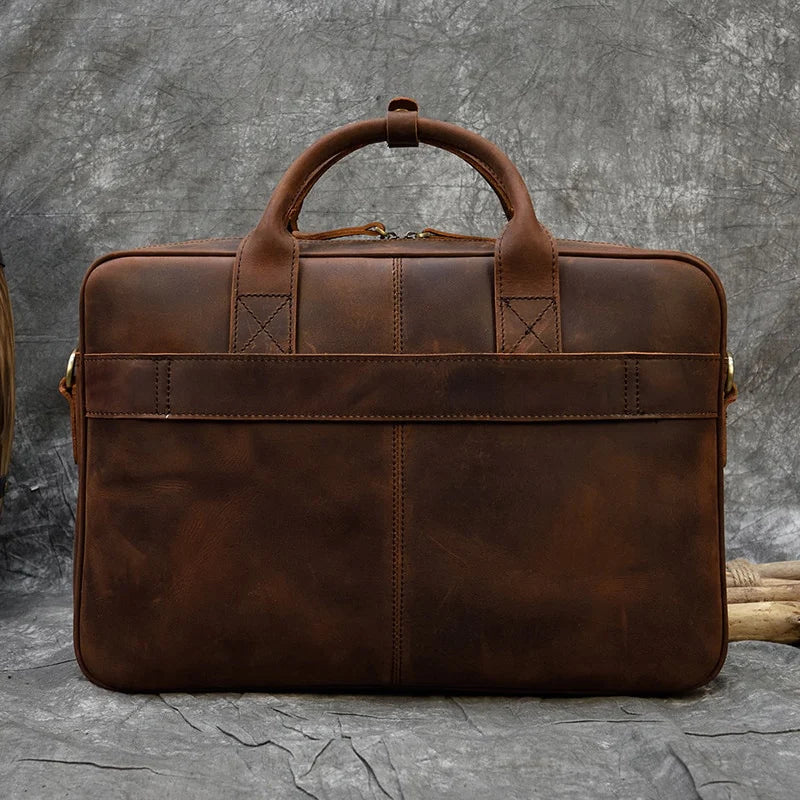 Free Shipping MAHEU Men Briefcase Genuine Leather Laptop Bag 15.6&Quot; PC Doctor Lawyer Computer Bag Cowhide Male Briefcase Cow Leather Men Bag