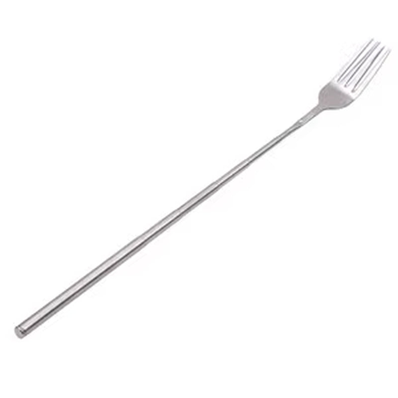 Silver Stainless Telescopic Extendable Fork Dinner Fruit Dessert Long Cutlery Forks Barbecue Meat Fork Kitchen Accessories Tools