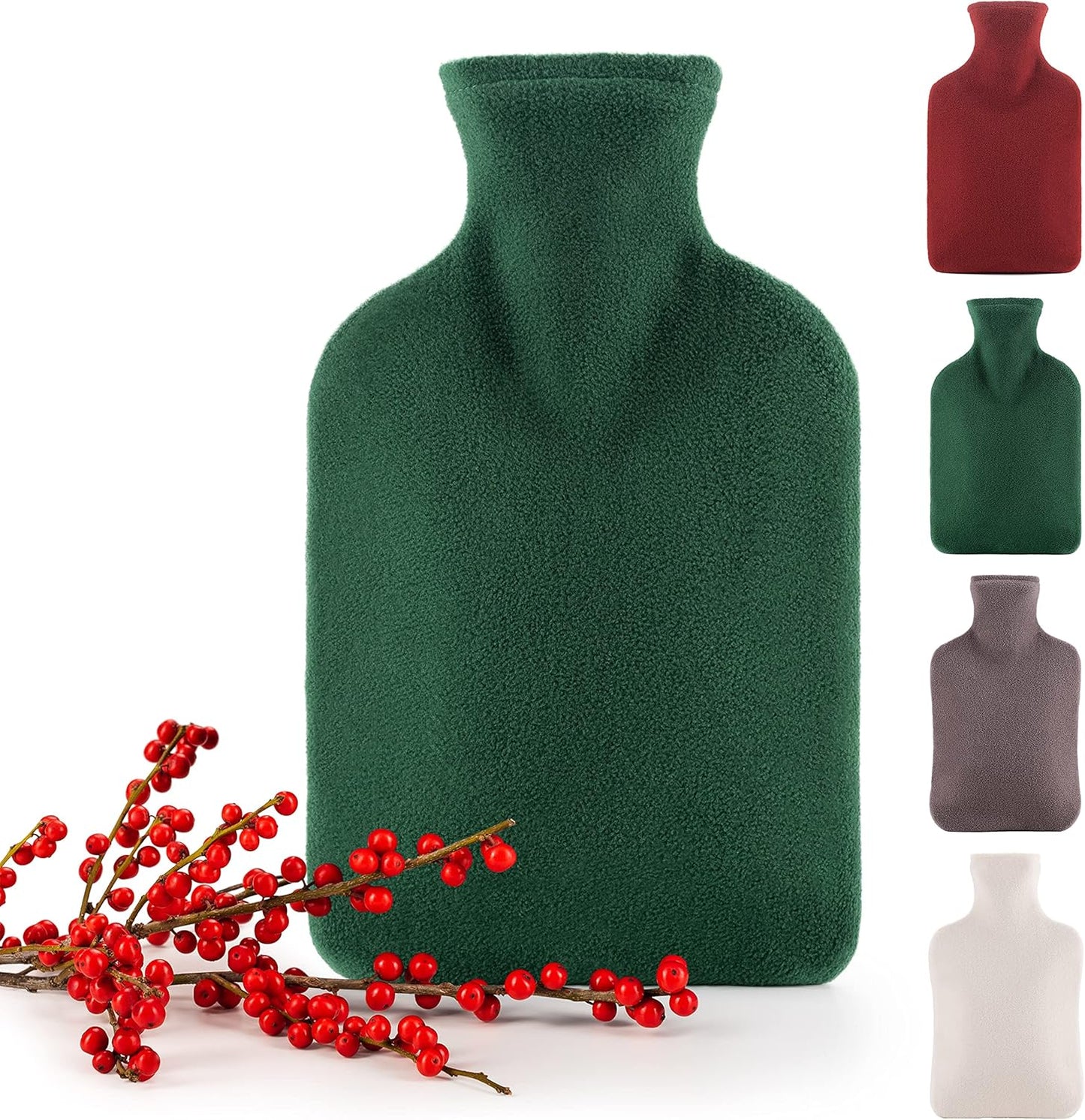 Luxurious Eco-Friendly Blumtal Premium Hot Water Bottle with Soft Fleece Cover - Leak-Proof Comfort in Elegant Green