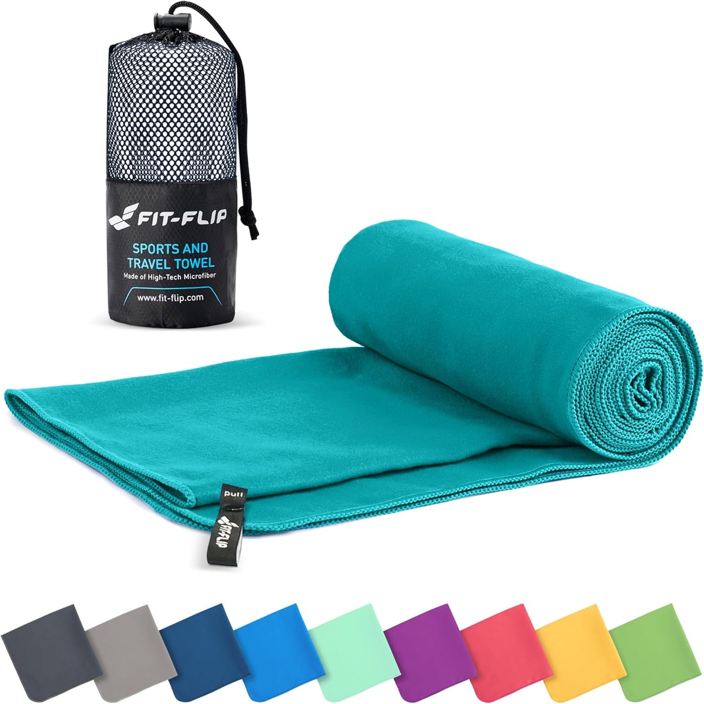 Fit-Flip Mikrofaser Handtuch - Kompakte Microfaser Handtücher - Ideal Als Sporthandtuch, Reisehandtuch, Strandtuch - Schnelltrocknend Und Leicht - Badetuch Groß - Sport, Fitness, Sauna