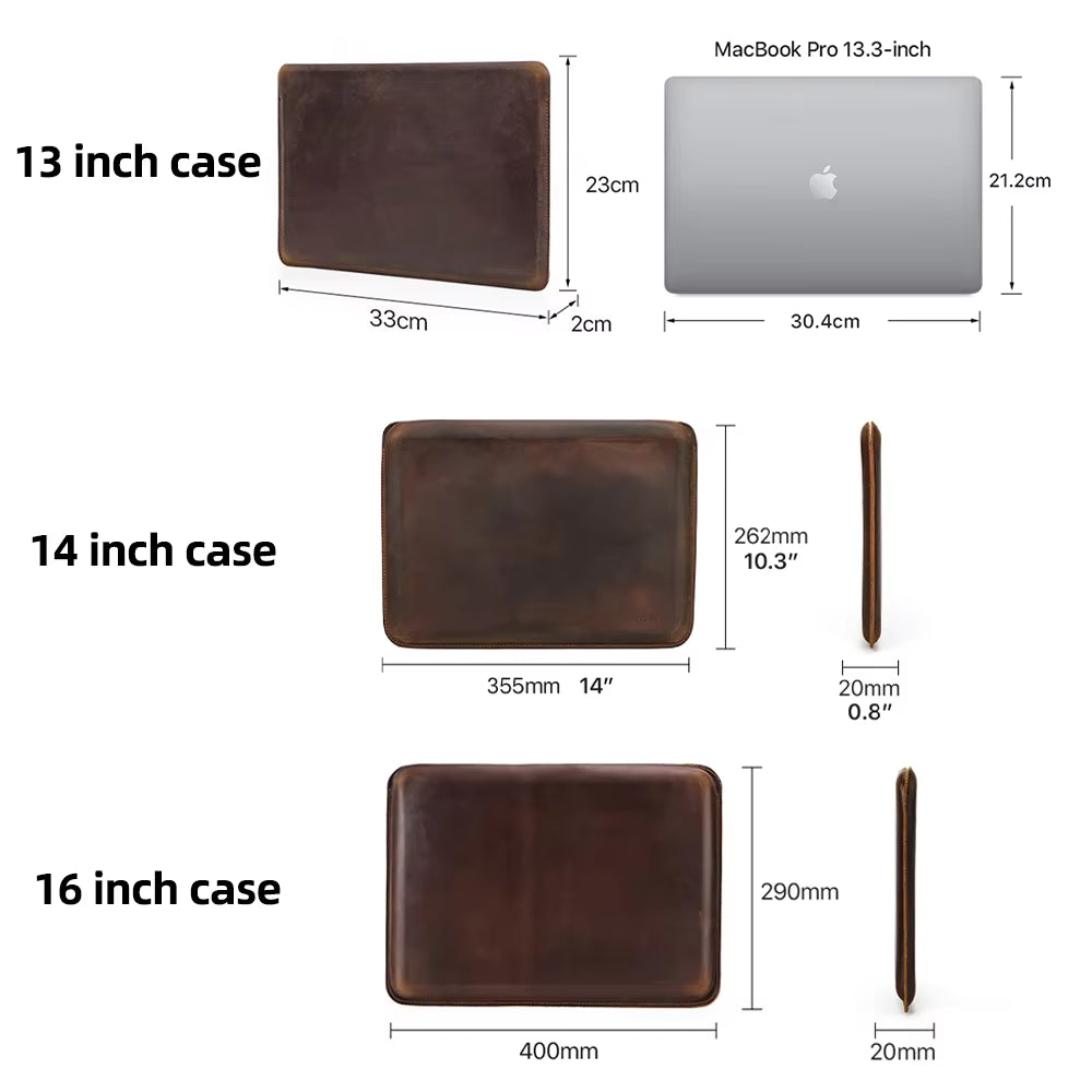Genuine Leather Laptop Sleeve Case for Macbook Pro Air 13 14 16 M3 M2 M21 Cover HP DELL XPS 13 Computer Bag Men