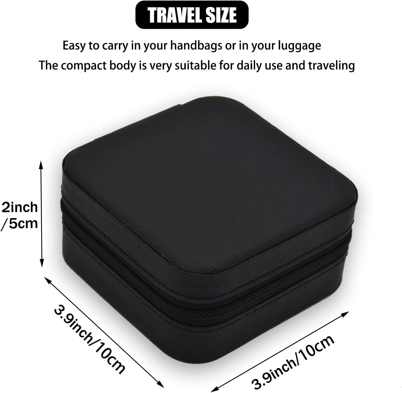 Mini Jewelry Travel Case, PU Leather Travel Jewelry Organizer Box, Small Portable Portable Jewellery Storage Holder for Womens Rings Earrings Necklaces Bracelets (Black)