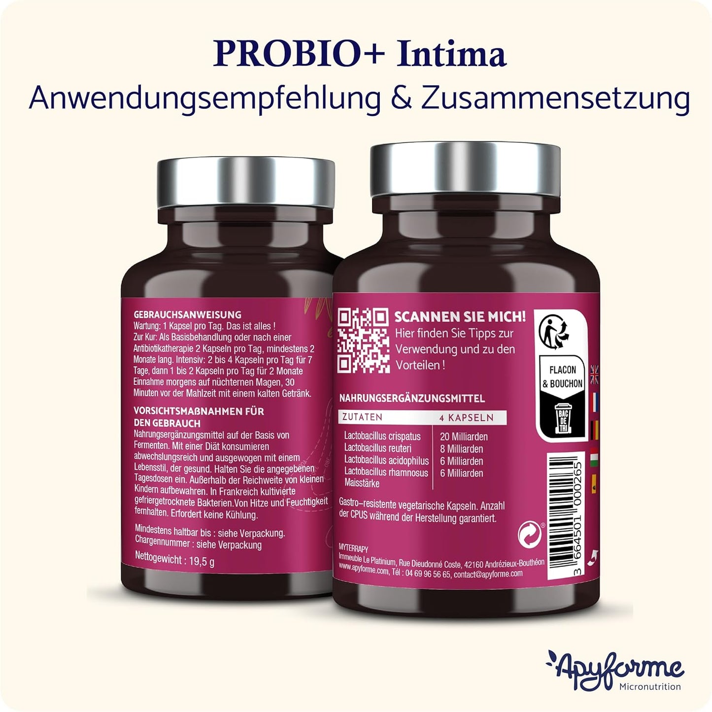 - Probiotika Für Frauen Intimflora - Bis Zu 40 Milliarden Kbe/Tag - 4 Lactobacillus-Stämme: Reuteri, Rhamnosus, Crispatus Und Acidophilus - 60 Magensaftresistente Kapseln - Probio+ Intima