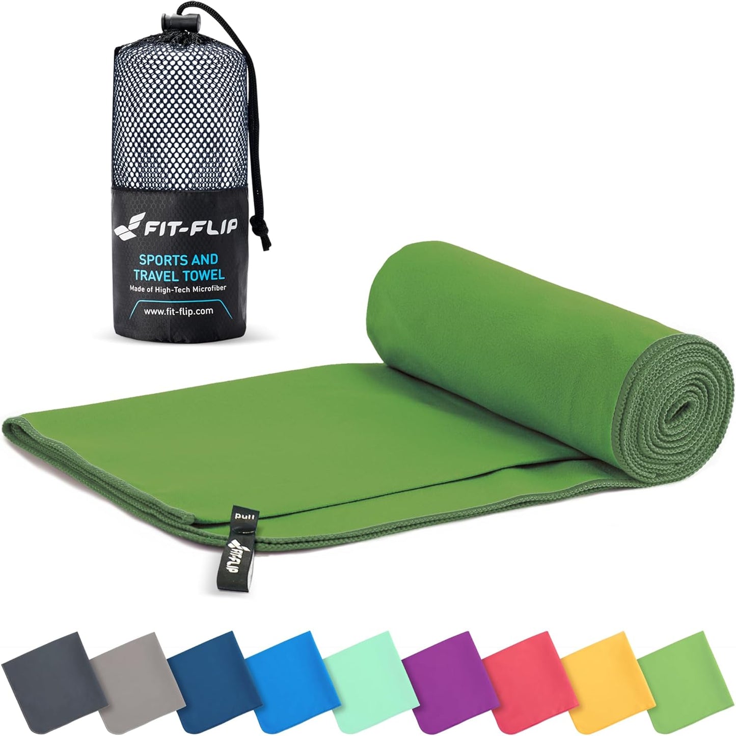 Fit-Flip Mikrofaser Handtuch - Kompakte Microfaser Handtücher - Ideal Als Sporthandtuch, Reisehandtuch, Strandtuch - Schnelltrocknend Und Leicht - Badetuch Groß - Sport, Fitness, Sauna